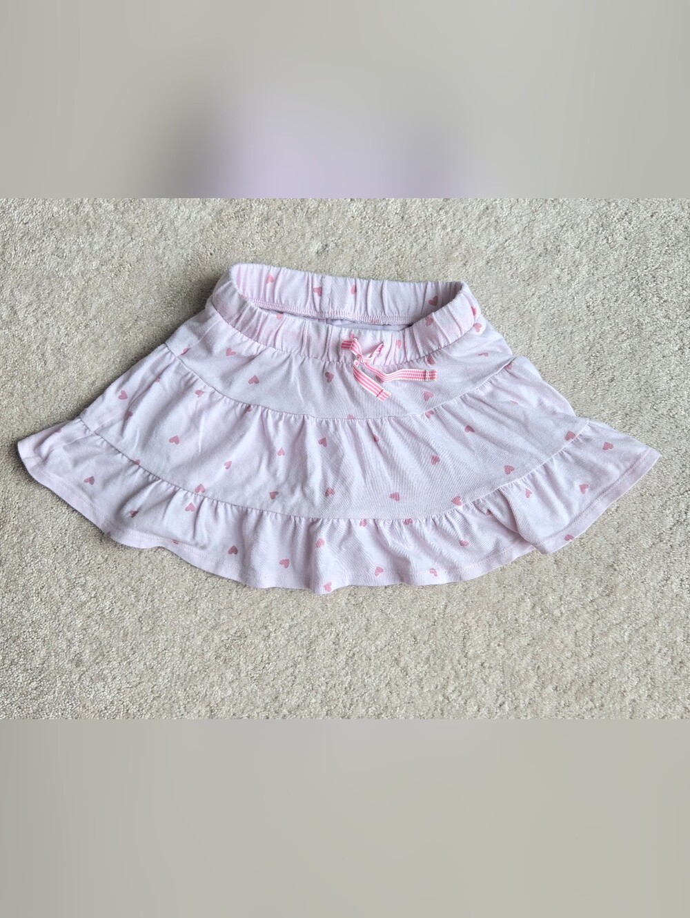 Cat & Jack Light Pink Tiered Skort with Heart Print and Bow